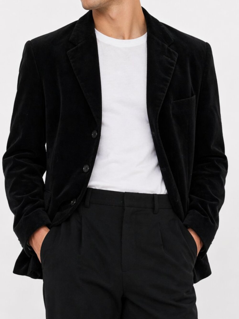 VINTAGE Ciro Citterio Black Velvet Blazer Jacket Large / 42 Reg